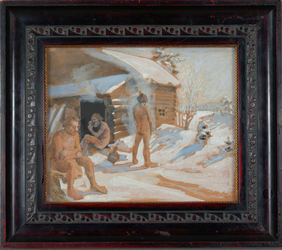Akseli Gallen   Kallela, Outside the sauna, 1891